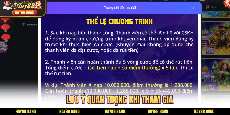 Lưu ý quan trọng khi tham gia